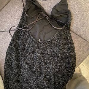 Black caviar beaded strap back dress